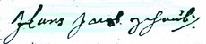 Signature de Hans Jacob Schaub, 1692 Signature de Hans Jacob Schaub, 1692