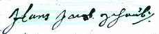 Signature de Hans Jacob Schaub, 1692