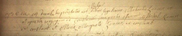 Acte Naissance Michel Lanners 14.12.1735 Acte Naissance Michel Lanners 14.12.1735