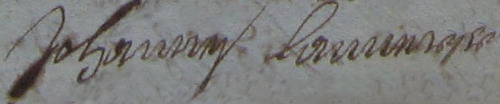 Signature Johannes Lanners, 1702