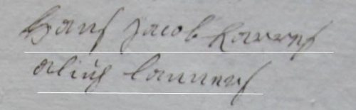 Signature Hans Jacob Karers alius LANNERS, 1732