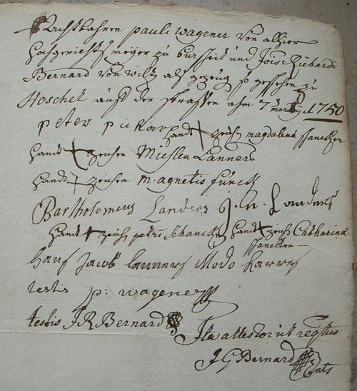 Signatures acte 1750 Signatures acte 1750