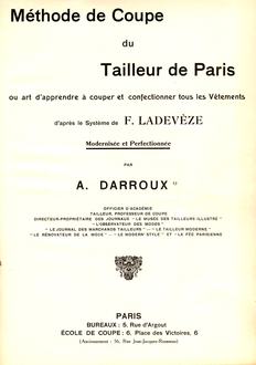 Manuel cours de coupe d'Eugène Lanners, Paris 1929